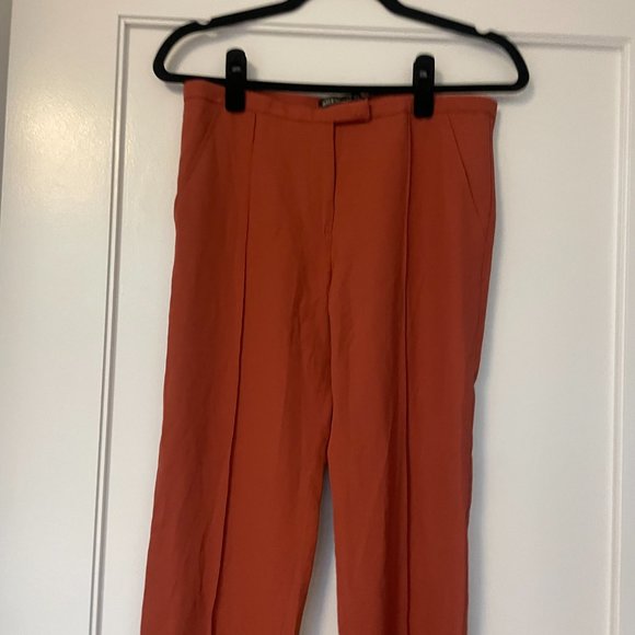 Balenciaga Straight Leg Dress Pants Sz 2 Rusted Orange Mid-Rise Trousers - Picture 8 of 10
